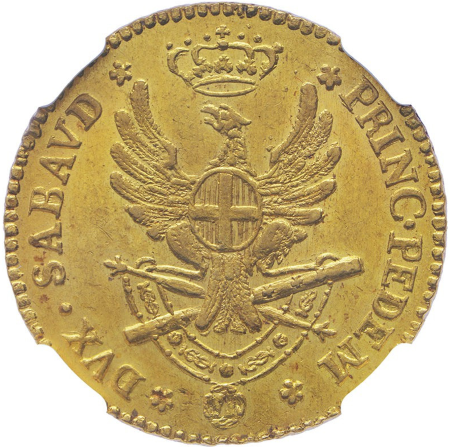 【動画あり】【レア度1-R1】イタリア サルデーニャ王国 1791年 ヴィットーリオ・アメデーオ3世 1ドッピア金貨 NGC-MS62+