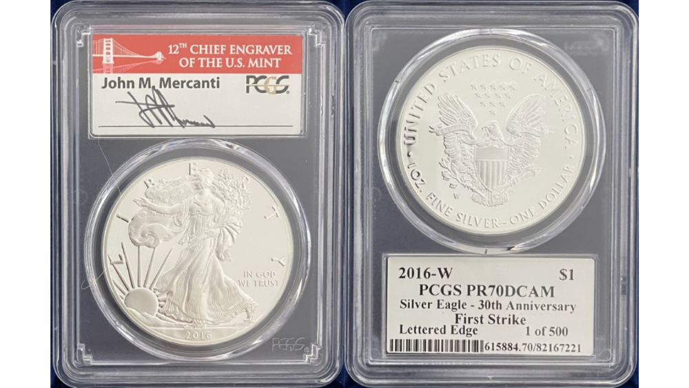 値下げ】米国2018年イーグル銀貨　ジョン・マーカンティサイン PR70DCAM アメリカ2018年イーグル銀貨 ジョン・マーカンティサイン PR70DCAM