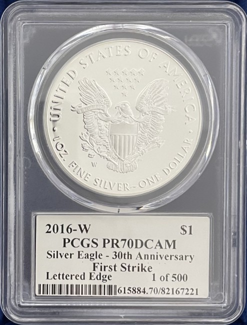 【ジョン・マーカンティ サイン入り】アメリカ 1ドル シルバーイーグル銀貨 2016-W年 PCGS-PR70 DCAM ファーストストライク