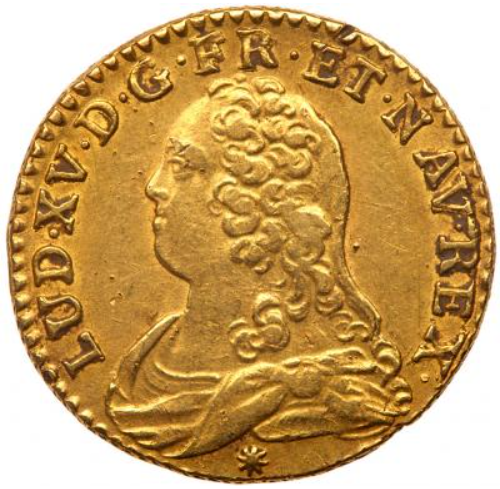【レア度5-R5】フランス 1740-D年 ルイ15世 1ルイドール金貨 PCGS-AU55