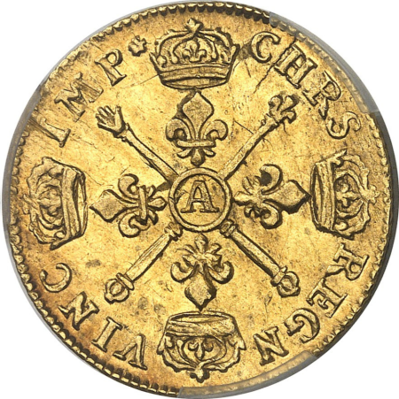 【動画あり】【レア度3-R3】フランス 1706-A年 ルイ14世 1ルイドール金貨 PCGS-AU58