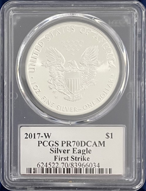 【エドモンド・C.モイ サイン入り】アメリカ 1ドル シルバーイーグル銀貨 2017-W年 PCGS-PR70 DCAM ファーストストライク