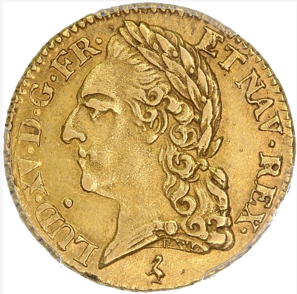 レア度2-R2】フランス 1772-A年 ルイ15世 ルイドール金貨 PCGS-AU55