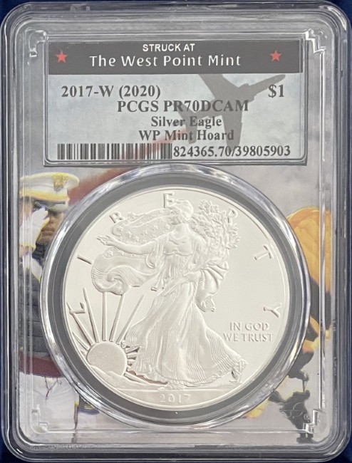 アメリカ 1ドル シルバーイーグル銀貨 2017(2020)-W年 PCGS-PR70 DCAM
