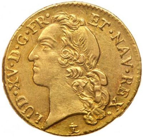 【レア度1-R1】フランス 1755-&年 ルイ15世 1ルイドール金貨 PCGS-AU58