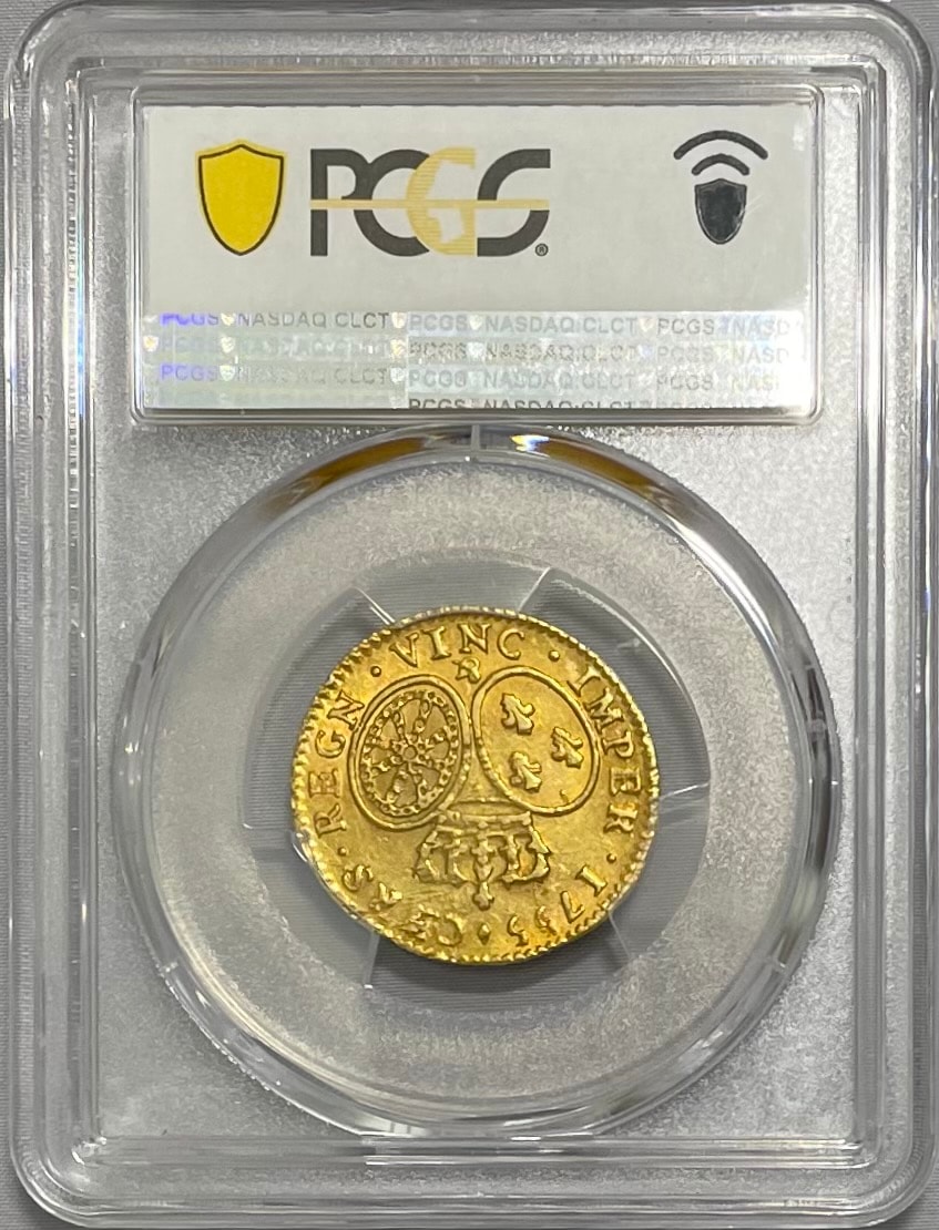 【レア度1-R1】フランス 1755-&年 ルイ15世 1ルイドール金貨 PCGS-AU58