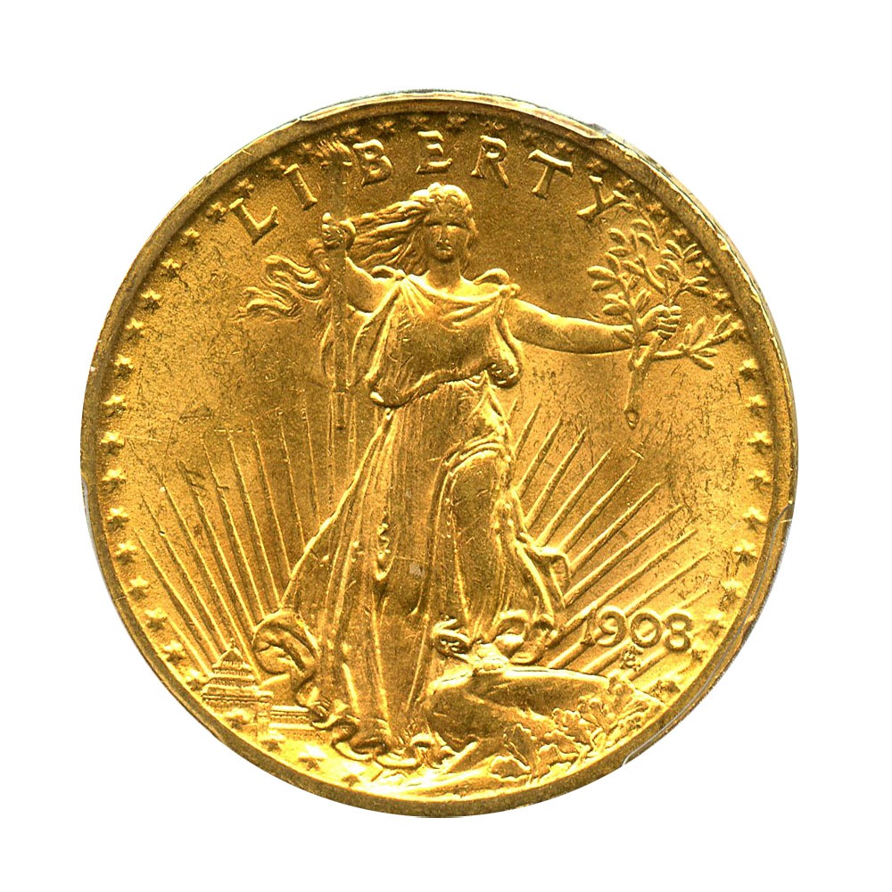 アンティークコイン アメリカ 20ドル金貨セントゴーデンズ 1908 ＄20