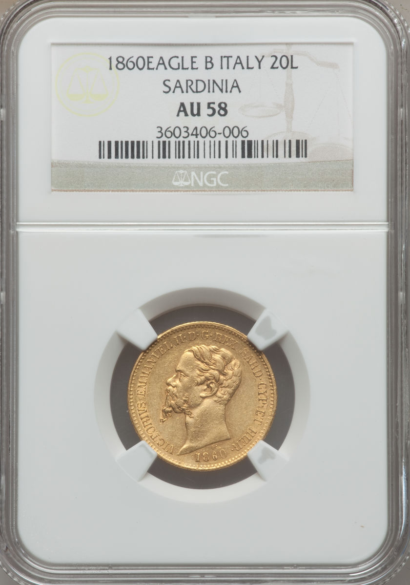☆金終 【NGC AU55】1916R イタリア 2L銀貨 極美品 //世界コイン 古銭