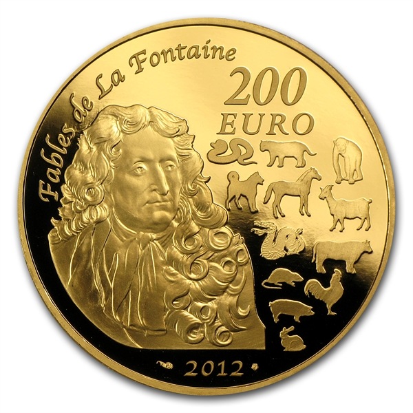 2012 フランス プルーフ 200ユーロ金貨 辰年（龍） 箱付き 限定500枚
