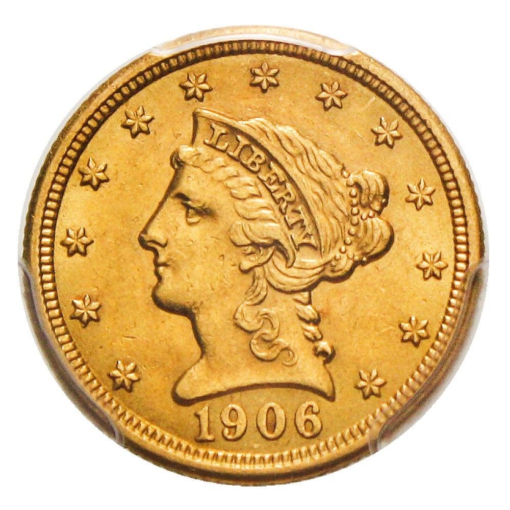 アンティークコイン アメリカ 2.5ドル金貨 1906 ＄2 1/2 PCGS