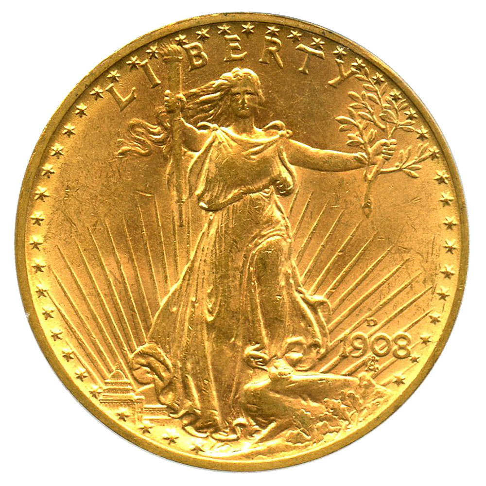 様8 アンティークコイン アメリカ 20ドル金貨セントゴーデンズ 1909/8 ＄20