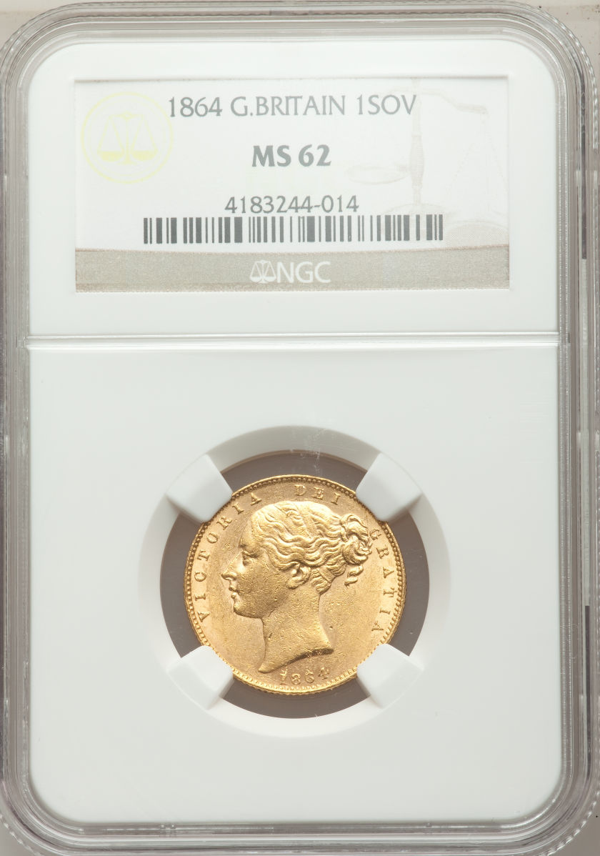 グレートブリテン ソブリン金貨 Victoria gold Sovereign 1864 MS62