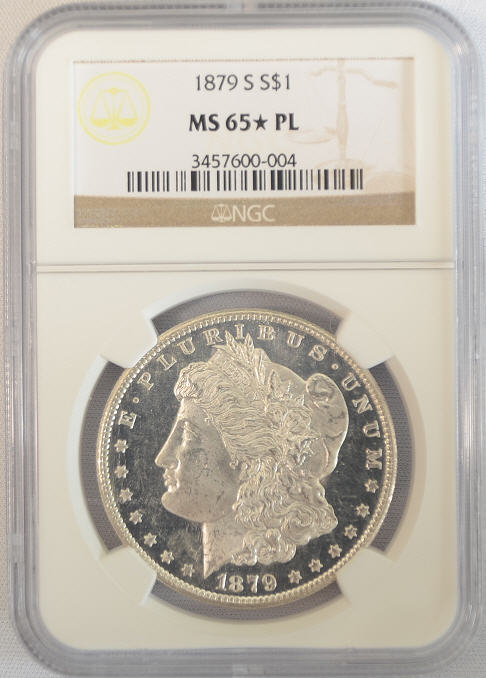 1879年 S モルガン銀貨 NGC MS-65 1880/79-CC モルガン・ダラー PCGS
