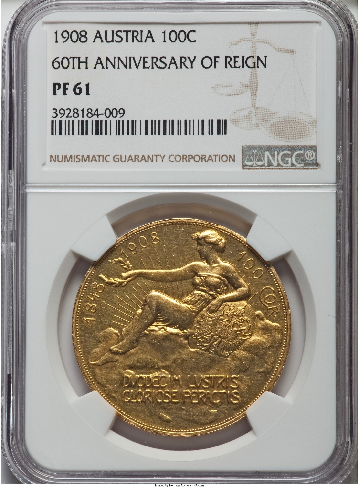 ゴロンネル　プレミア　GORONNEL premier お値下げしました♬.*゜ オーストリア 雲上の女神 100コロナ金貨 1908年 フランツ・ヨーゼフ