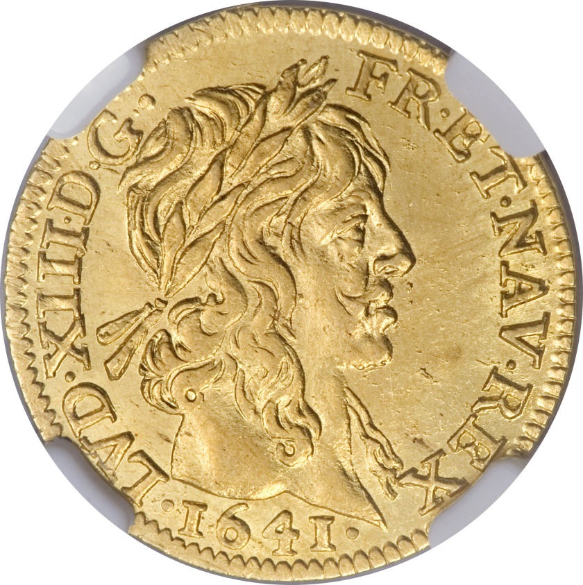 フランス 1/2ルイス Louis XIII gold 1/2 Louis d'Or 1641-A MS63 NGC