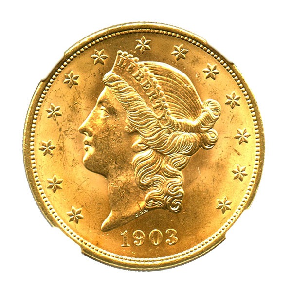 アメリカ　20ドル金貨　リバティヘッド　1903年 アンティークコイン アメリカ 20ドル金貨リバティヘッド1903
