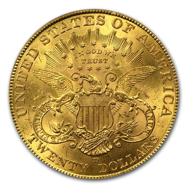 アンティークコイン アメリカ 20ドル金貨リバティヘッド1906-D ＄20 MS