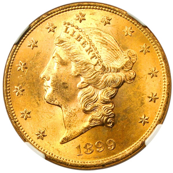 アンティークコイン アメリカ 20ドル金貨リバティヘッド1899