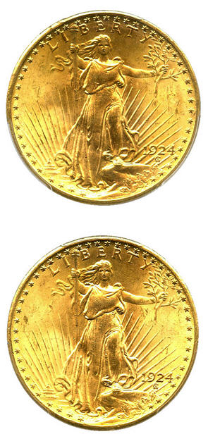 アンティークコイン アメリカ 20ドル金貨セントゴーデンズ 1924 ＄20 