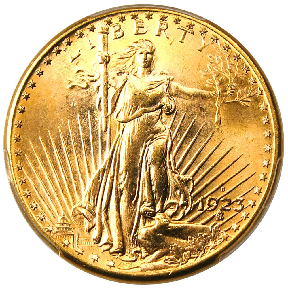 アンティークコイン アメリカ 20ドル金貨セントゴーデンズ1923-D ＄20 