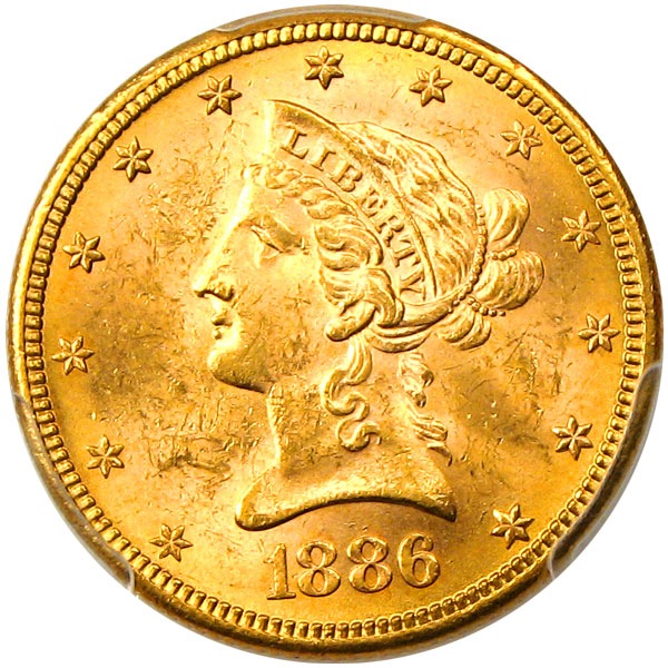 アンティークコイン アメリカ 10ドル金貨リバティヘッド 1886-S ＄10