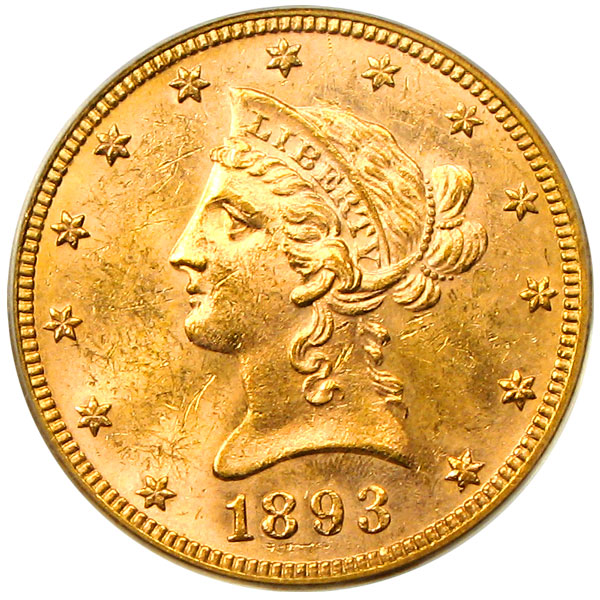 アンティークコイン アメリカ 10ドル金貨リバティヘッド 1893 ＄10