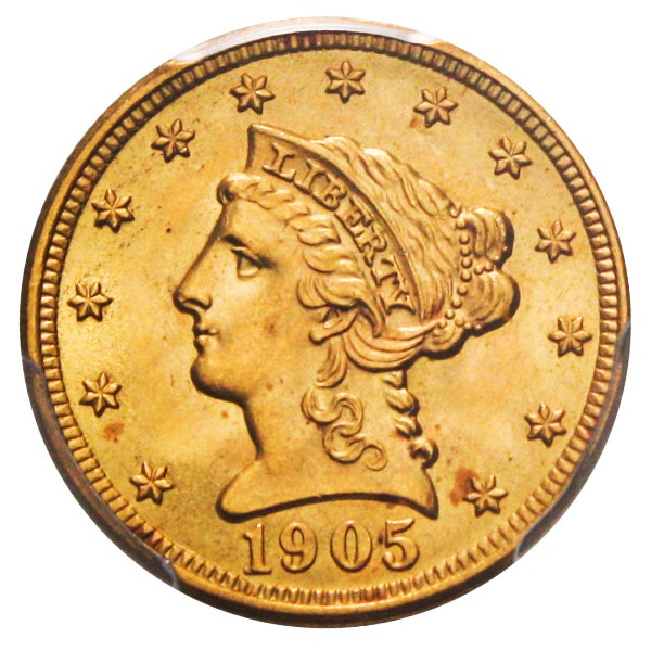 アンティークコイン アメリカ 2.5ドル金貨 1905 ＄2 1/2 PCGS
