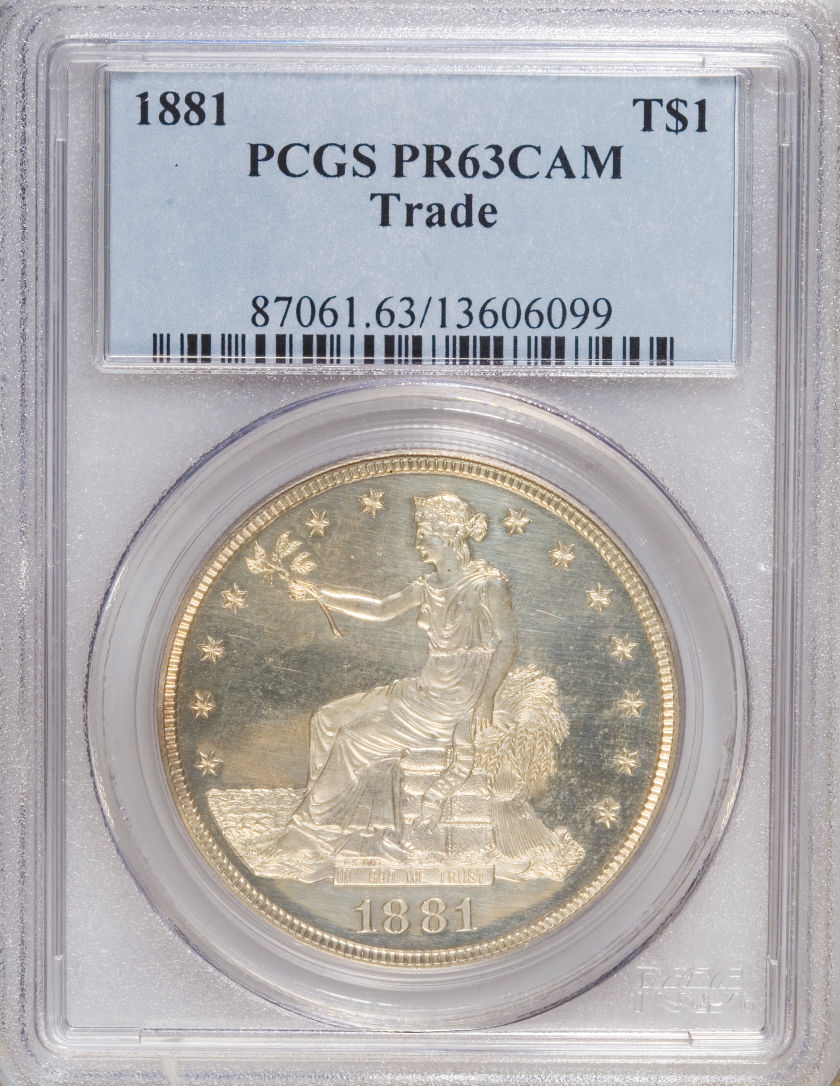 アンティークコイン アメリカ 1ドル トレードダラー銀貨 1881 T＄1 PR63 Cameo PCGS 052 | コインの種類から探す,プルーフ金貨・銀貨  | | アンティークコイン金貨専門のゴールドコイン,