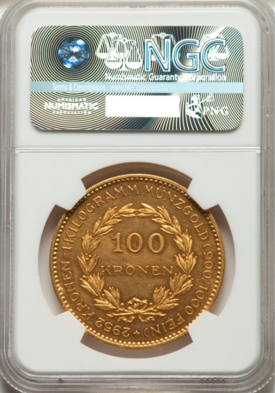 動画あり】オーストリア 1923年 100クローネ金貨 NGC PF63 CAMEO