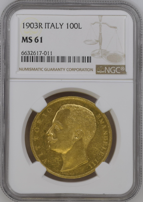 レア度2-R2】イタリア 1903-R年 ヴィットーリオ・エマヌエーレ3世 100
