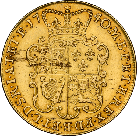 【動画あり】グレートブリテン 1740/39年 ジョージ2世 2ギニー金貨 NGC-AU53