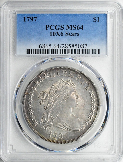 アメリカアンティークコイン 1797年ドレープドバスト1ドル銀貨MS64PCGS