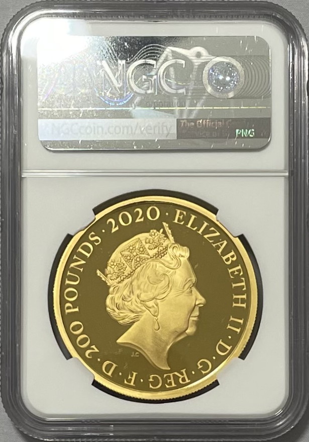 グレートブリテン2020年エリザベスII世2オンス200ポンドプルーフ純金