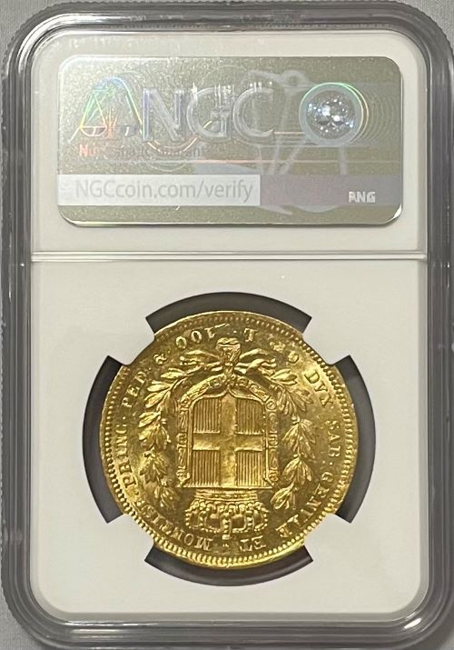 イタリア 1833年 サルディーニャ王 カルロ・アルベルト 100リラ
