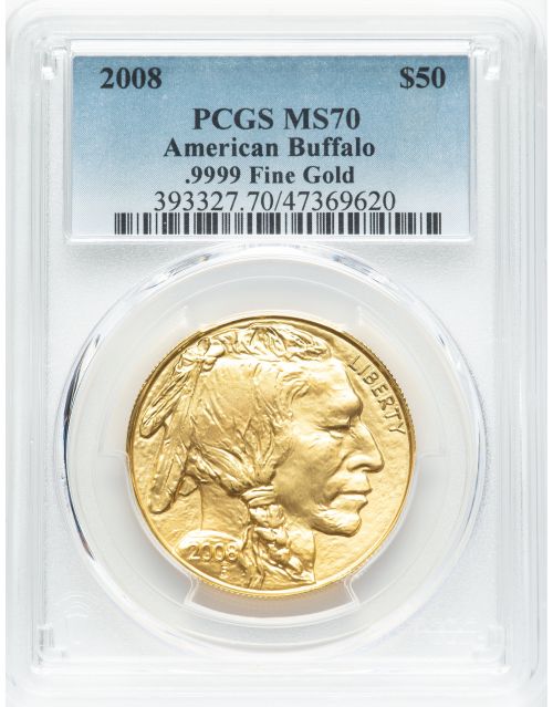 コイン投資スタートパック アメリカ 2008年 50ドル バッファロー 1オンス 純金地金金貨 PCGS-MS70 47369620 +書籍 超富裕層だけが知る資産防衛の裏技 アンティークコイン投資