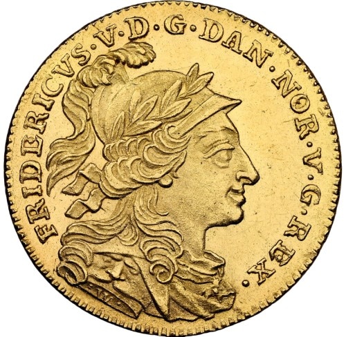 【The Eternal Collection】デンマーク 1758-VH年 フレデリク5世 12マルク金貨 NGC-MS63