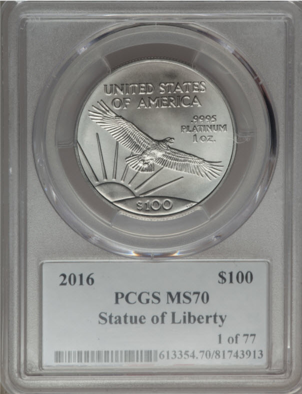 プラチナイーグル 100ドル 1オンス2016 ＄100 Platinum Eagle MS70