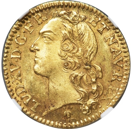 レア度2-R2】フランス 1756-S年 ルイ15世 1ルイドール金貨 NGC-MS63