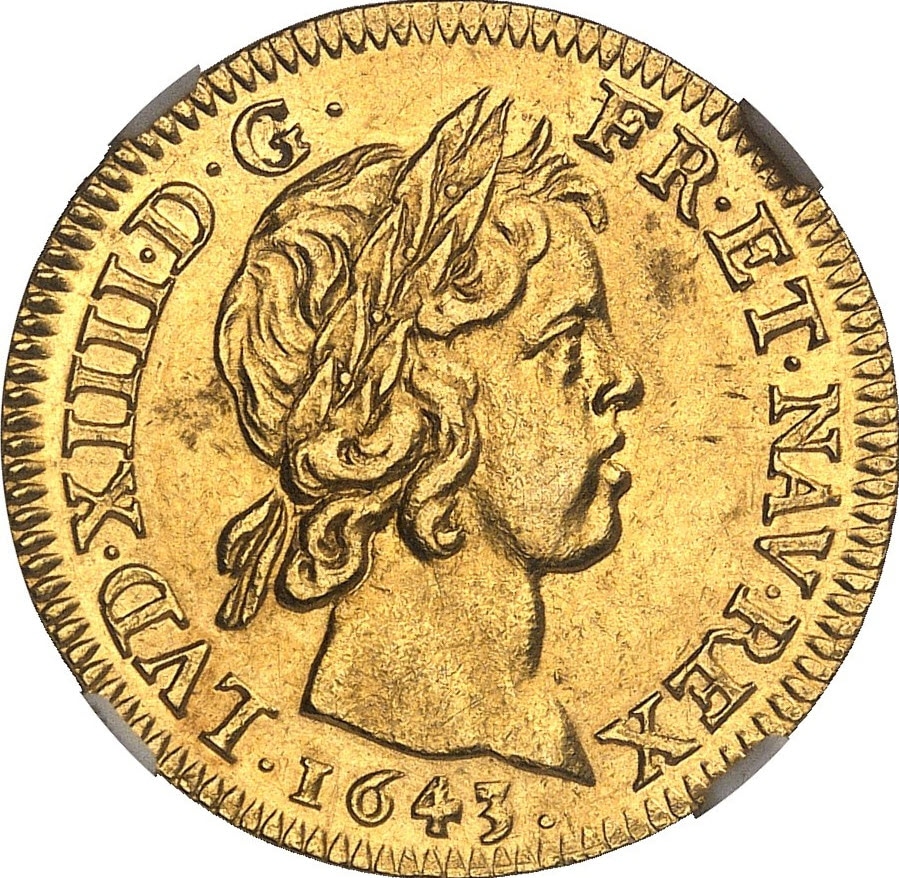コイン投資スタートパック 【レア度1-R1】フランス 1643-A年 ルイ14世 1ルイドール金貨 NGC-AU58 +書籍 超富裕層だけが知る資産防衛の裏技 アンティークコイン投資