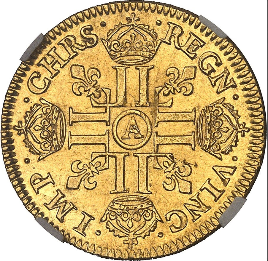 コイン投資スタートパック 【レア度1-R1】フランス 1643-A年 ルイ14世 1ルイドール金貨 NGC-AU58 +書籍 超富裕層だけが知る資産防衛の裏技 アンティークコイン投資