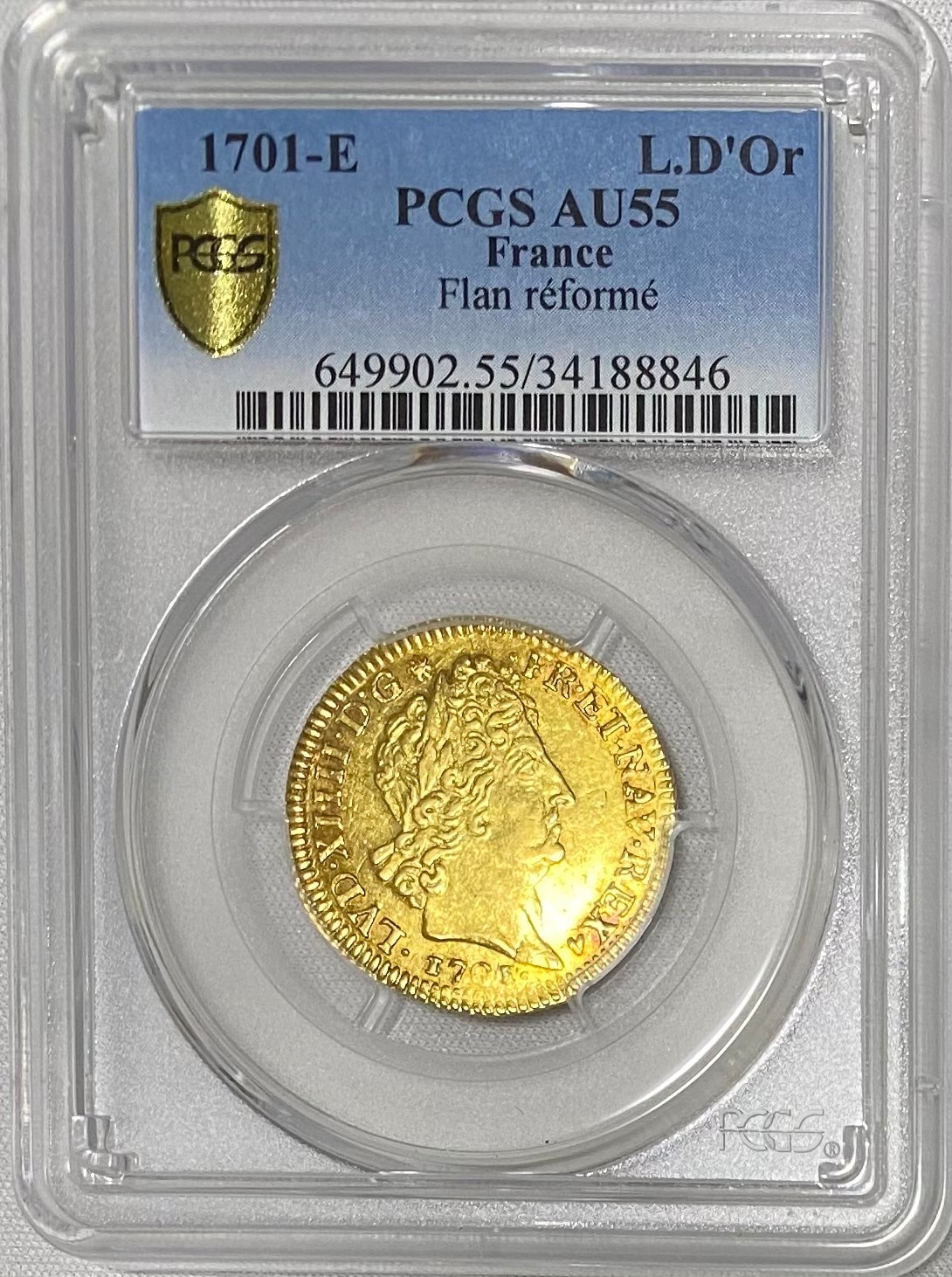 アンティークコイン フランス ルイ14世1701-E ルイドール金貨PCGS-AU55