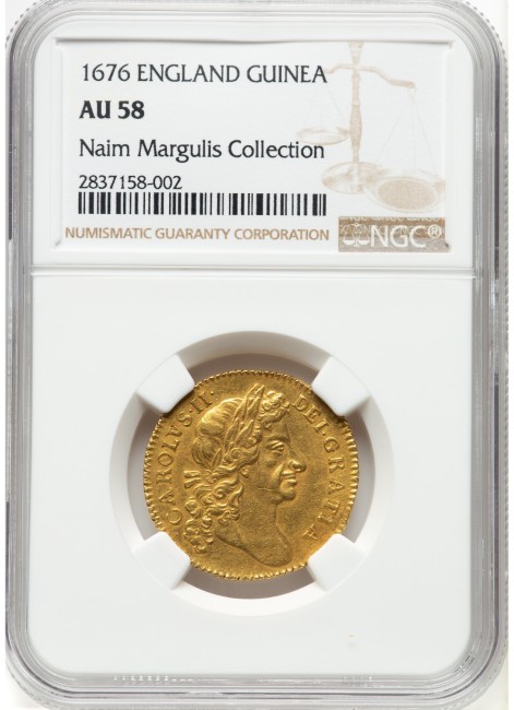 レア度1-R1】グレートブリテン 1676年 チャールズ2世 1ギニー金貨 NGC