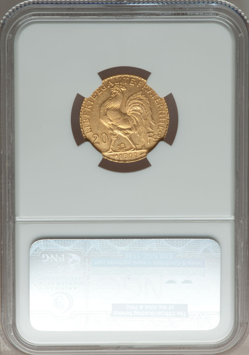 フランスRepublic gold 20 Francs 1911 (a), KM857, AU55 NGC | 欧州コインを探す | | アンティーク コイン金貨専門のゴールドコイン,