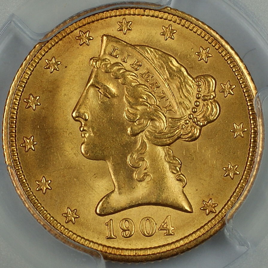 アンティークコイン アメリカ 5ドル金貨リバティヘッド 1904