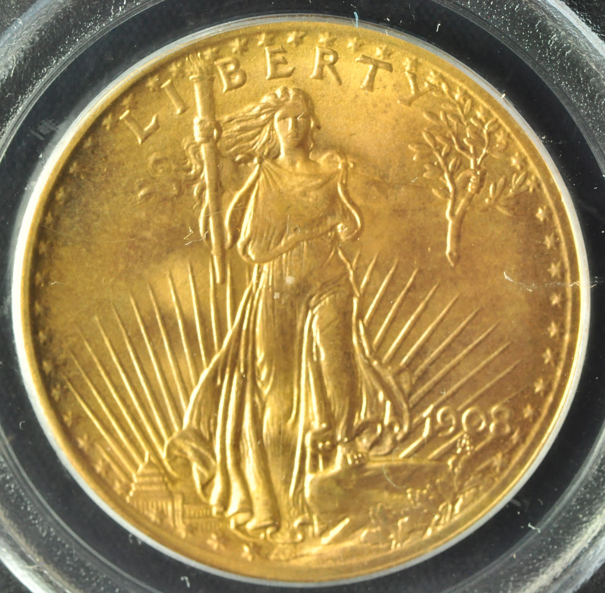 アンティークコイン アメリカ 20ドル金貨セントゴーデンズ 1908 NO