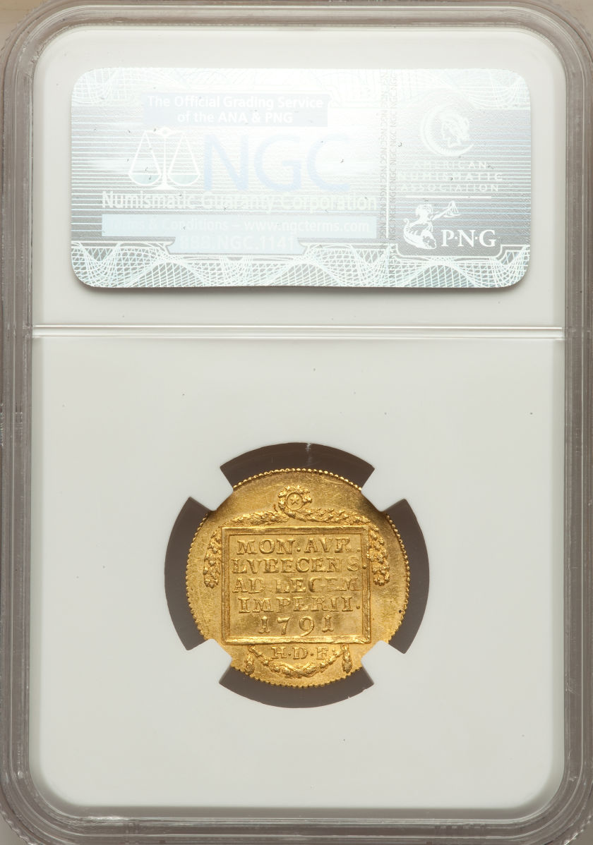 【動画あり】ドイツ1ダカット金貨German States Lubeck. Free City gold Ducat 1791-HDF MS62 NGC