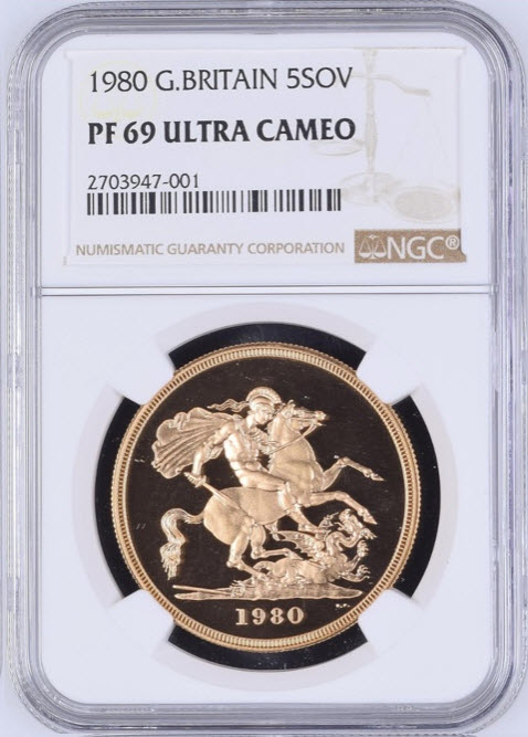 動画あり】3枚セット1980年ヤングエリザベス5ポンド金貨PF69UCAM-2