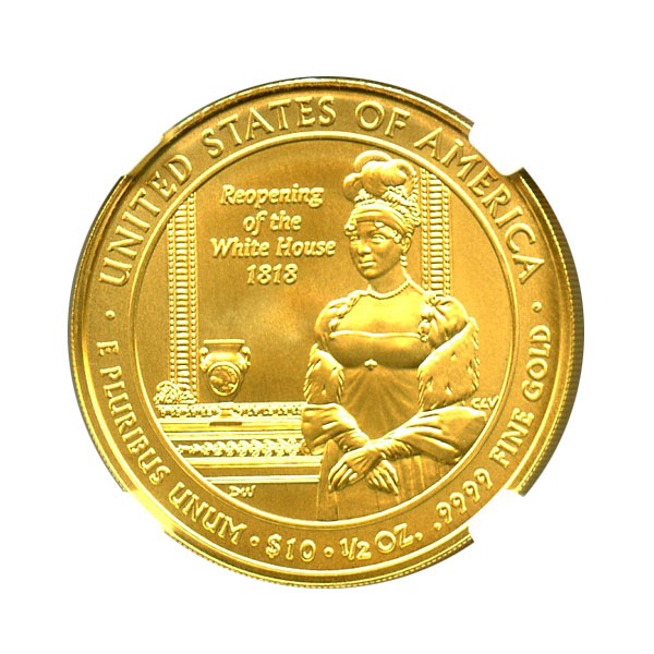 2008-W エリザベス・モンロー10ドル金貨 ＄10 NGC MS70完全未