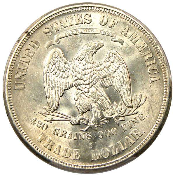 1875年 トレードダラー アメリカで1875年に発行されたトレード・ダラーのプルーフ貨、KM