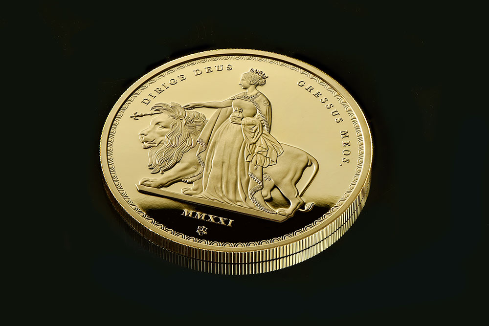 2021年グレートブリテン領セントヘレナ-エリザベス2世ウナとライオン5ポンドプルーフ金貨NGC社鑑定付き10